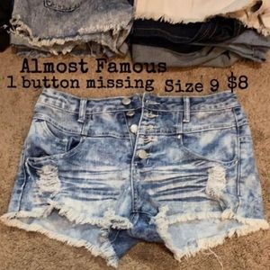 Almost Famous jean shorts. size 9
